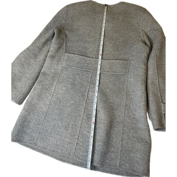 ZARA Double Breast Gray Hand Made Wool Blend Women Coat Size S - Picture 8 of 9